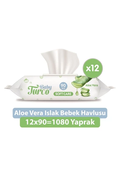 Baby Turco Softcare Aloe Vera 90 Yaprak 12'li Paket Islak Bebek Havlusu