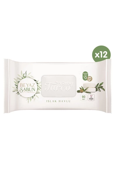 Baby Turco Beyaz Sabun Kokulu 90 Yaprak 12'li Paket Islak Mendil - 2