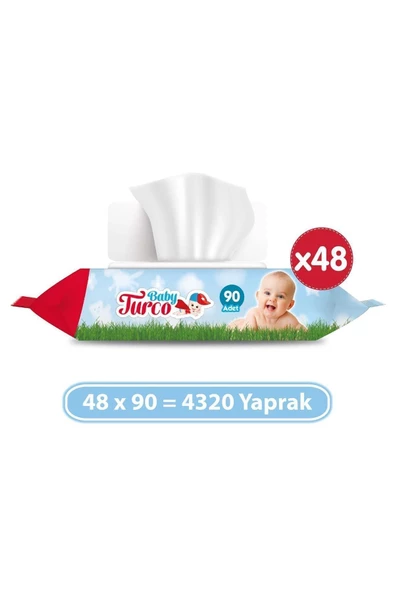 Baby Turco Klasik 90 Yaprak 48'li Paket Islak Havlu Mendil