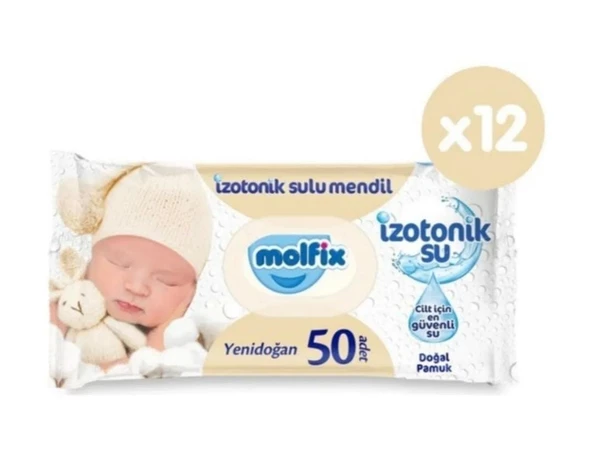Molfix İzotonik Sulu Yenidoğan 50 Yaprak 12'li Paket Islak Mendil - 2