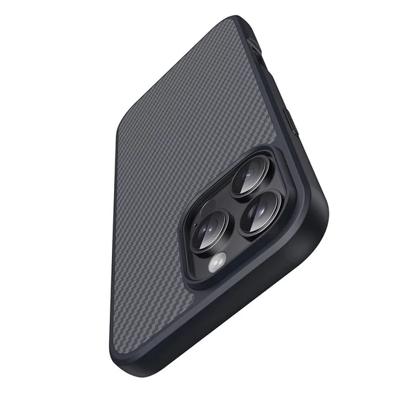 Apple iPhone 16 Pro Kılıf Magsafe Şarj Özellikli Karbon Fiber Tasarımlı Redclick Elnino Kapak - Resim 8