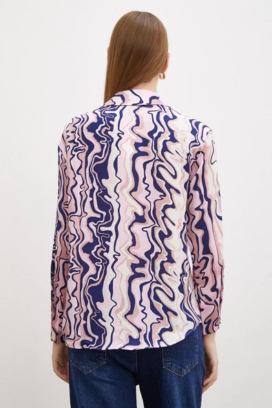 Wave Effect Basic Gömlek Pembe - Resim 2