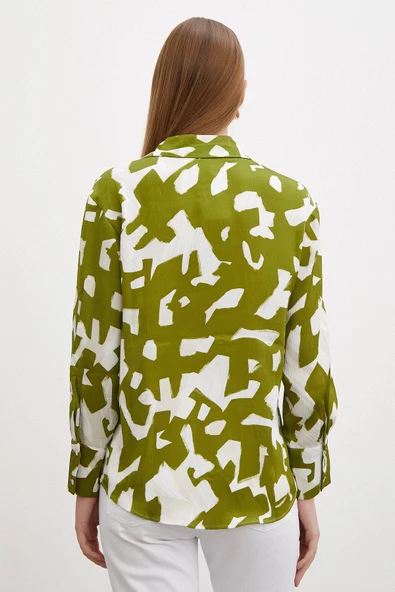 Geometrik Desen Gömlek Yeşil - 4
