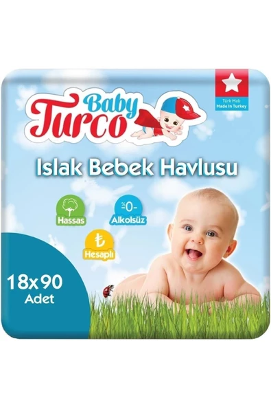 Baby Turco Klasik 90 Yaprak 18'li Paket Islak Havlu Mendil