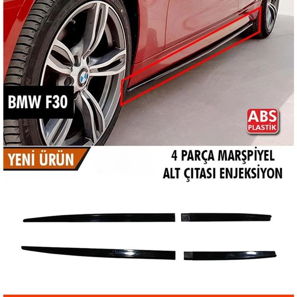 Bmw F30 3 Serisi Yan Marşpiyel Alt Çıta 4 Parça Siyah ABS 2012 - 2018 Arası