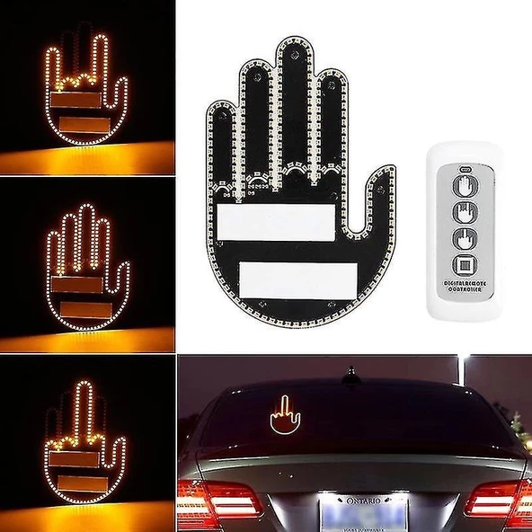 Gesture Uzaktan Kumandalı El Orta Parmak Led Araba Içi Led 3 Farklı Mod - 3