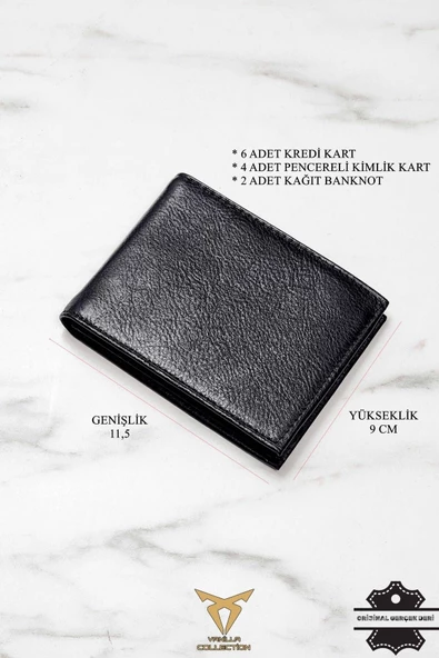 Hakiki Deri Erkek Cüzdan Yatay Model – 10 Kart Bölmeli - İsim Baskılı - Minimalist Tasarım - 8