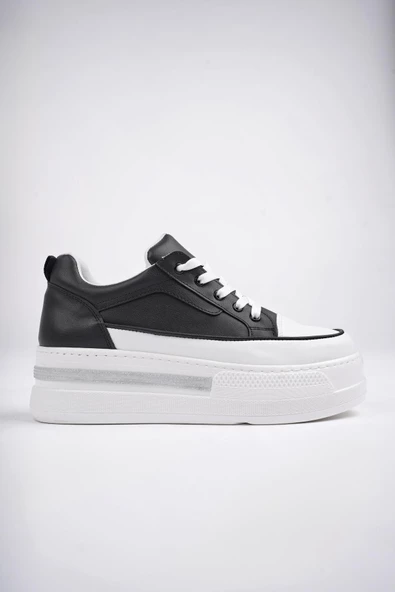 Muggo TOMOVA Garantili Günlük Kalın Taban Bağcıklı Taşlı Kadın Sneaker Spor Ayakkabı - 8