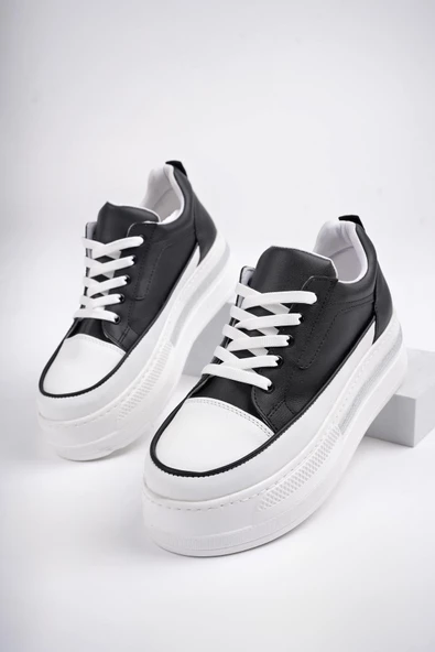 Muggo TOMOVA Garantili Günlük Kalın Taban Bağcıklı Taşlı Kadın Sneaker Spor Ayakkabı - 9