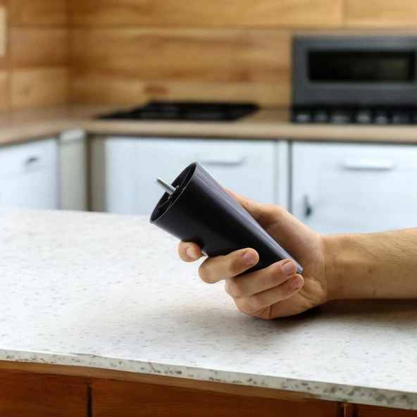 4 Adet Plastik Ayak 14 cm Mobilya Sehpa Kanepe Ünite Koltuk Ayağı Baza Ayakları Siyah Aparat Dahil - Resim 8