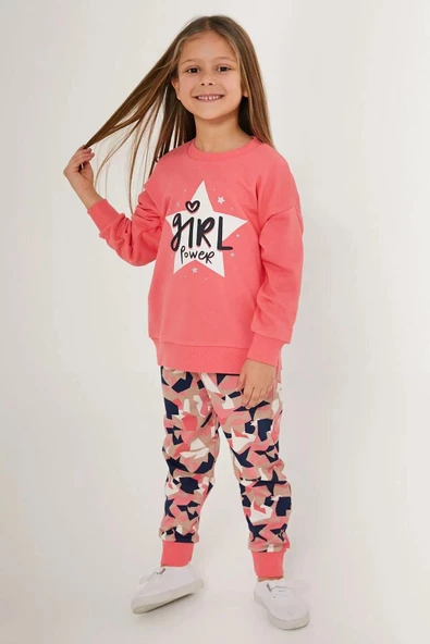 Rolypoly Kız Çocuk Garson Pembe Eşofman Takımı 3278 - Resim 3