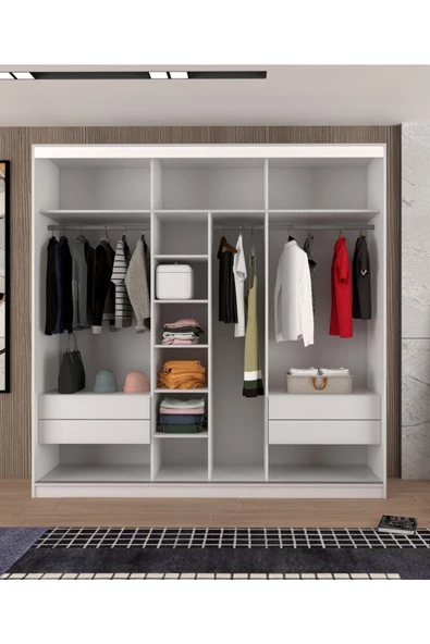 yılwood Sürgülü Gardırop Boydan Kapaklı 240/245 Cm Çıtasız Dolap - 3