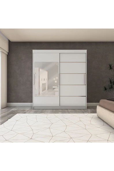 yılwood İki Kapaklı Sürgülü Gardırop 140/210 Cm (PARLAK BEYAZ) - 3