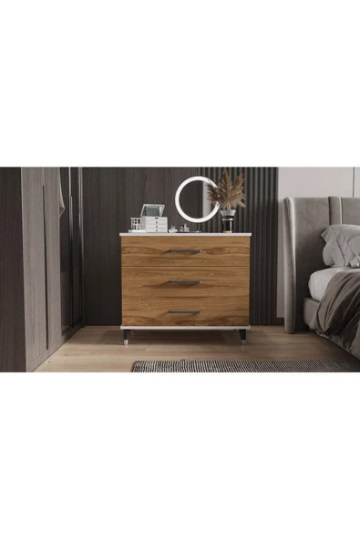 yılwood Şifonyer Üç Çekmeceli (PARLAKBEYAZ + UD) - 2