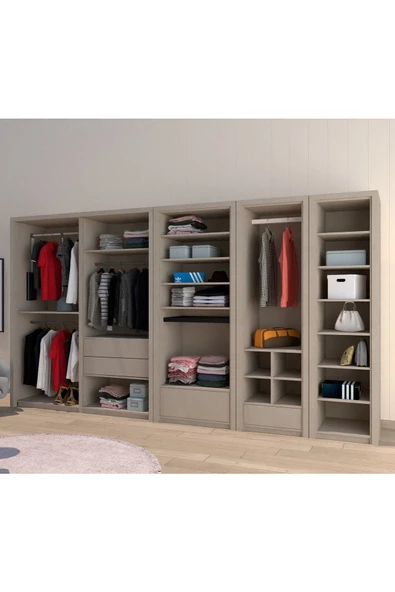 yılwood Özel Seri Alüminyum Çerçeveli Cam Kapaklı Sürgülü Gardırop (KOTON VİZON) - 2