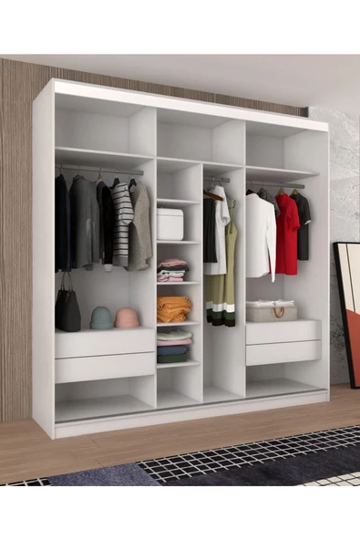 yılwood Sürgülü Gardırop Boydan Kapaklı 240/245 Cm Çıtasız Dolap - 4