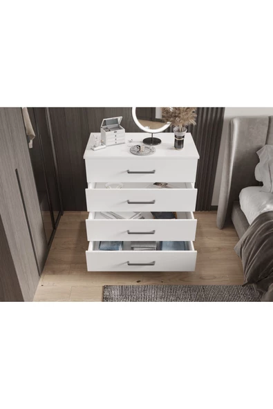 yılwood Şifonyer Dört Çekmeceli (PARLAK BEYAZ) - 3