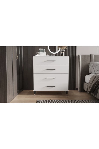 yılwood Şifonyer Dört Çekmeceli (PARLAK BEYAZ) - 2
