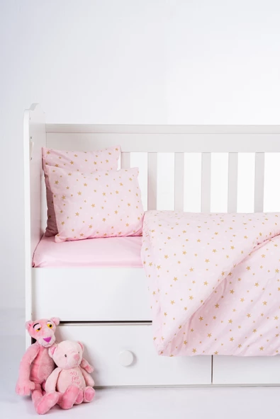 %100 Pamuk, 7 Parça Bebek Nevresim Takımı (Nevresim, Çarşaf, Yorgan, 2 Yastık ve Kılıfları), 100x150 cm - 2