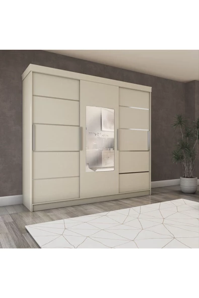 yılwood Sürgülü Gardırop 240/210cm (KOTON VİZON)