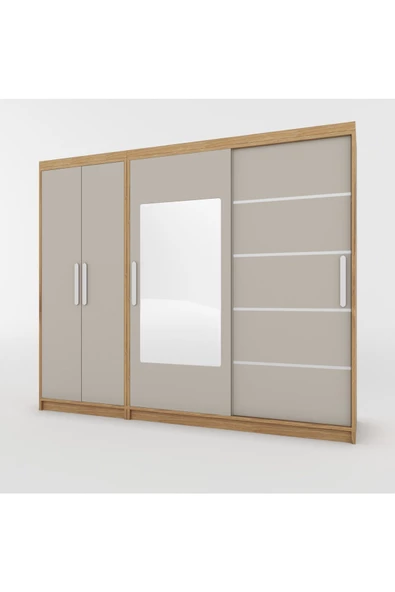 yılwood Sürgülü Gardırop Kısmı Kapaklı Sürgülü Gardırop 270cm /210 cm (KÜL GRİ+UD) - 5