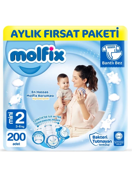 Molfix 2 Beden Mini 200'lü Bebek Bezi