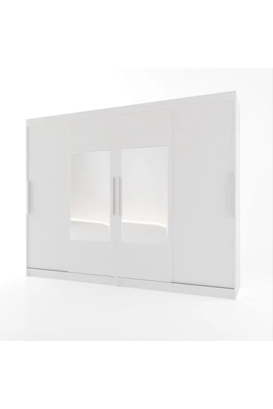 yılwood Sürgülü Gardırop Dört Kapaklı 320/210 Cm (PARLAK BEYAZ) - 4