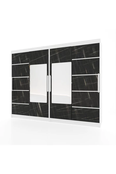 yılwood Sürgülü Gardırop Dört Kapaklı Sonata 280/210 Cm (PARLAK BEYAZ SONATA) Rengi - 4