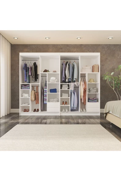 yılwood Sürgülü Gardırop Dört Kapaklı 280/210 Cm (PARLAK BEYAZ) - 2