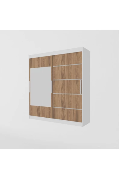 yılwood İki Kapaklı Sürgülü Gardırop (160lık) Parlak Beyaz + Kapaklar UD - 4