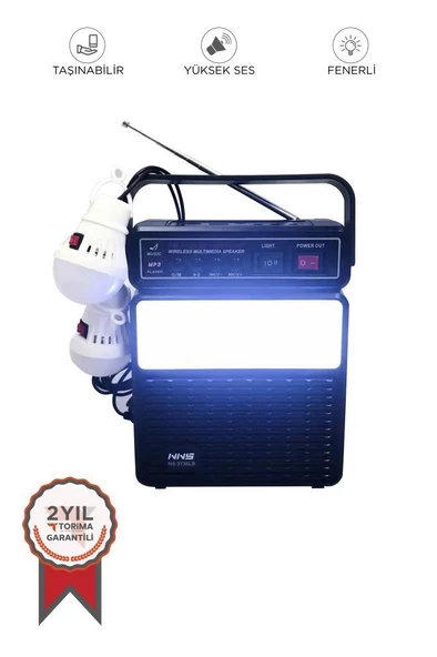 Torima NS-2730LS Siyah Güneş Enerjili Portatif Kamp Lambası Bluetooth Hoparlör