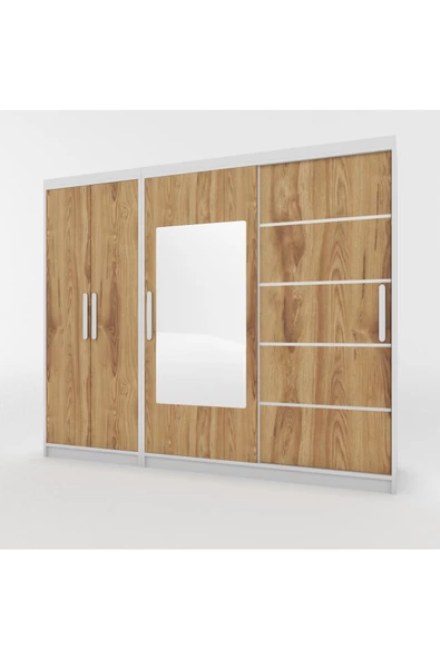 yılwood Sürgülü Gardırop Kısmı Kapaklı Sürgülü Gardırop 270cm /210 cm (BEYAZ+UD) - 5