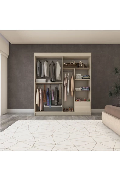 yılwood Sürgülü Gardırop 180/210cm (KOTON VİZON) - 2