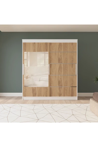 yılwood İki Kapaklı Sürgülü Gardırop (180lık) Parlak Beyaz + KAPAKLAR UD - 3