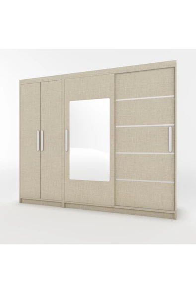 yılwood Sürgülü Gardırop Kısmı Kapaklı Sürgülü Gardırop 270cm /210 cm (KOTON VİZON) - 5