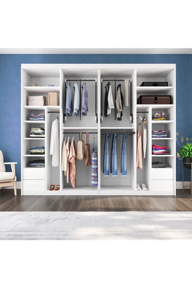 yılwood Sürgülü Gardırop Dört Kapaklı Aynalı 360/230cm (PARLAK BEYAZ SONATA) Rengi - 2