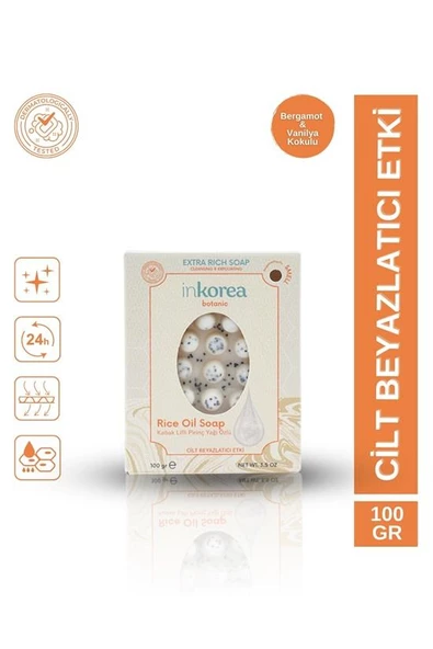 İnkorea Cilt Beyazlatıcı Etkili Pirinç Özlü Doğal Kabak Lifli Sabun 100 Gram - 3