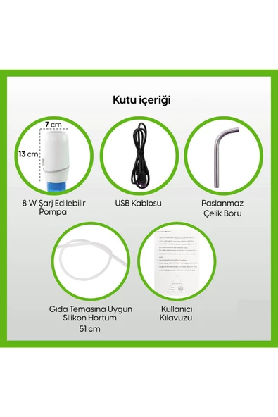 Vayomy Damacana Su Pompası 8W ÇİFT Motorlu Şarjlı Otomatik Hızlı Dolum (BPA IÇERMEZ ,CE BELGELİDİR) - 2