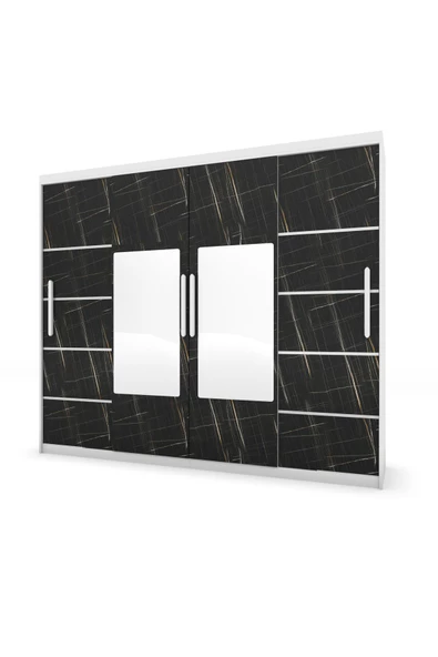 yılwood Sürgülü Gardırop Dört Kapaklı Aynalı 280/230 Cm (PARLAK BEYAZ SONATA) Rengi - 4