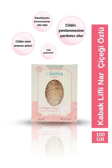 İnkorea Cilt Onarıcı Etkili Kolajenli Doğal Kabak Lifli Sabun 100 Gram - 4