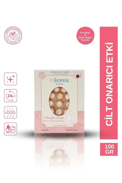 İnkorea Cilt Onarıcı Etkili Kolajenli Doğal Kabak Lifli Sabun 100 Gram - 3