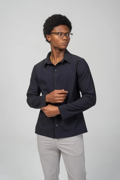 Erkek Dikişsiz Detaylı Çıt Çıtlı Baharlık Gömlek Model Ceket - 7