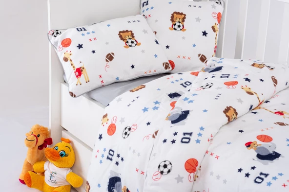 %100 Pamuk, 7 Parça Bebek Nevresim Takımı (Nevresim, Çarşaf, Yorgan, 2 Yastık ve Kılıfları), 100x150 cm - 4