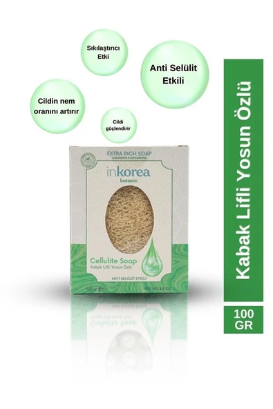 İnkorea Anti Selülit Etkili Yosun Özlü Doğal Kabak Lifli Sabun 100 Gram - 3