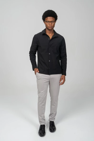 Erkek Dikişsiz Detaylı Çıt Çıtlı Baharlık Gömlek Model Ceket