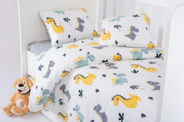 %100 Pamuk, 7 Parça Bebek Nevresim Takımı (Nevresim, Çarşaf, Yorgan, 2 Yastık ve Kılıfları), 100x150 cm - 4