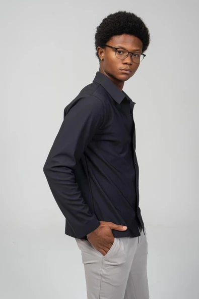 Erkek Dikişsiz Detaylı Çıt Çıtlı Baharlık Gömlek Model Ceket - 9