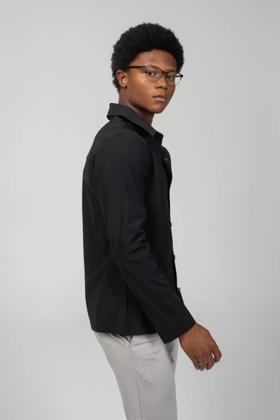 Erkek Dikişsiz Detaylı Çıt Çıtlı Baharlık Gömlek Model Ceket - 4