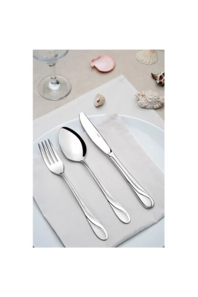 Nehir safir yemek kaşık - 12 li paslanmaz çelik yemek kaşığı - Resim 2