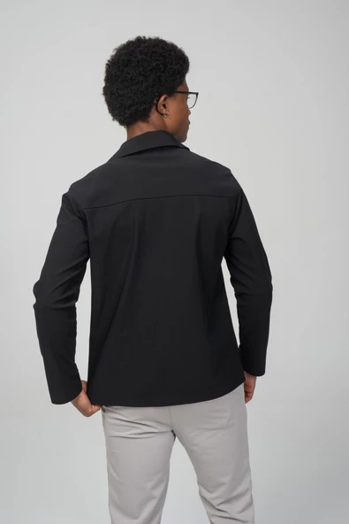 Erkek Dikişsiz Detaylı Çıt Çıtlı Baharlık Gömlek Model Ceket - 6